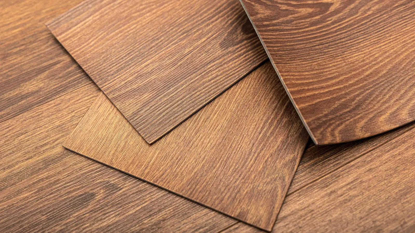 Wood-effect safety and commercial vinyl flooring samples, Signature Carpets and Flooring